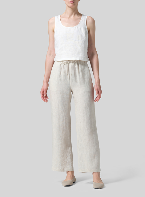 Linen Straight Pull-On Pants
