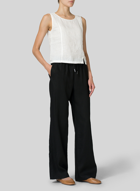 Linen Long Straight Pull-On Pants