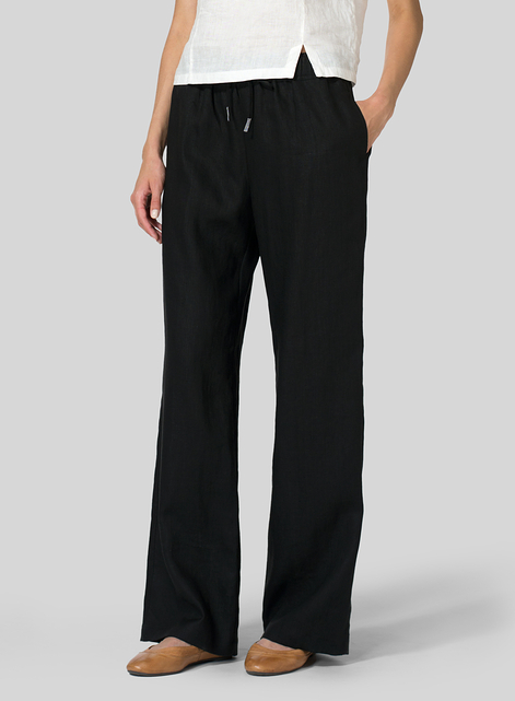 Linen Long Straight Pull-On Pants