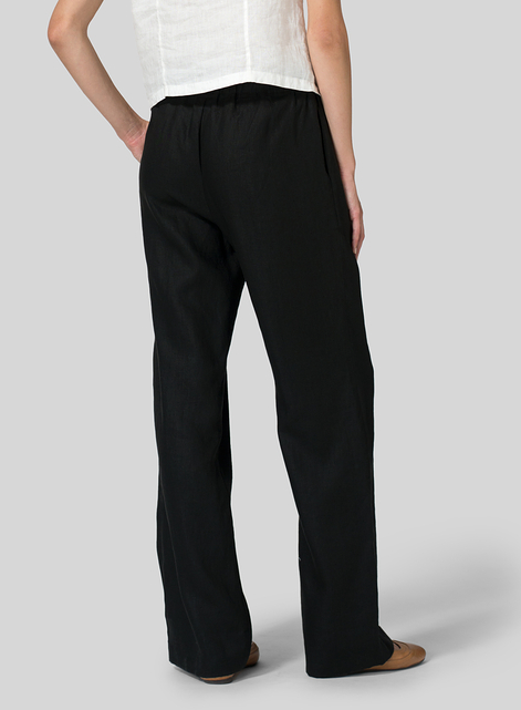 Linen Long Straight Pull-On Pants