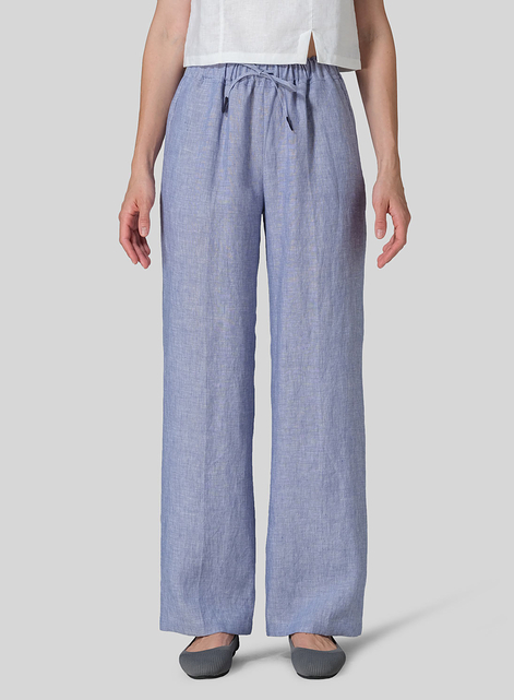 Linen Long Straight Pull-On Pants