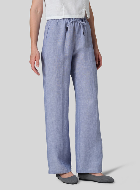 Linen Long Straight Pull-On Pants