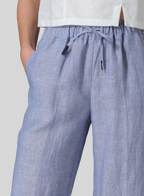 Linen Long Straight Pull-On Pants