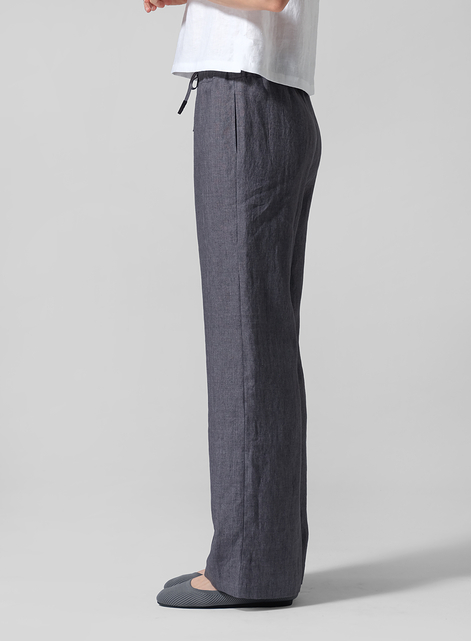 Linen Long Straight Pull-On Pants
