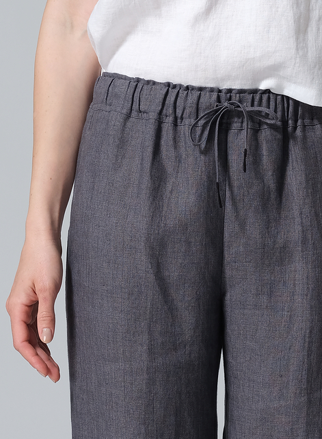 Linen Long Straight Pull-On Pants