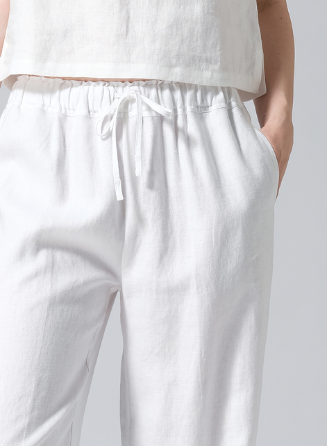 Linen Long Straight Pull-On Pants