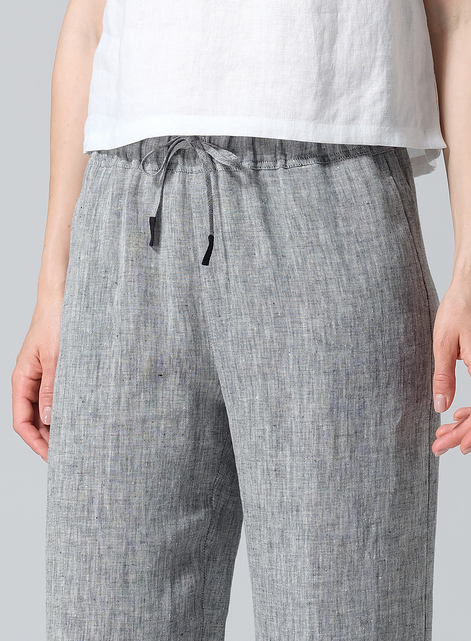 Linen Long Straight Pull-On Pants