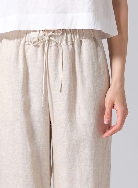 Linen Long Straight Pull-On Pants