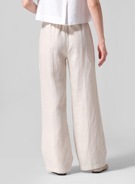 Linen Long Straight Pull-On Pants