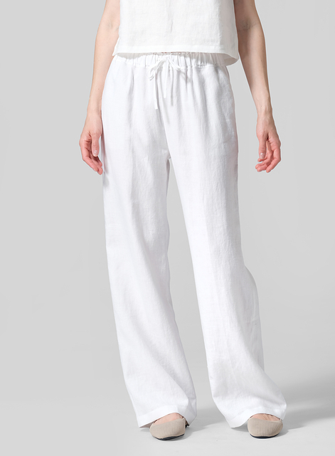 Linen Long Straight Pull-On Pants