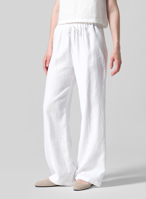 Linen Long Straight Pull-On Pants
