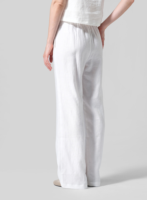 Linen Long Straight Pull-On Pants
