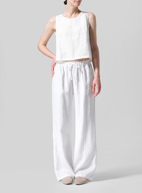 Linen Long Straight Pull-On Pants