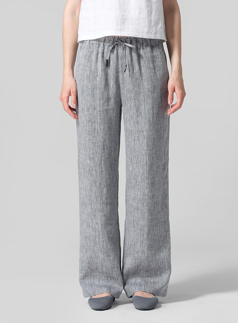 Linen Long Straight Pull-On Pants