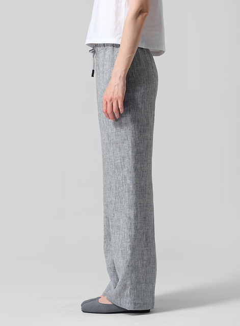 Linen Long Straight Pull-On Pants