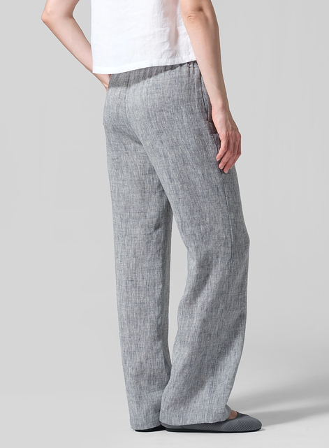 Linen Long Straight Pull-On Pants