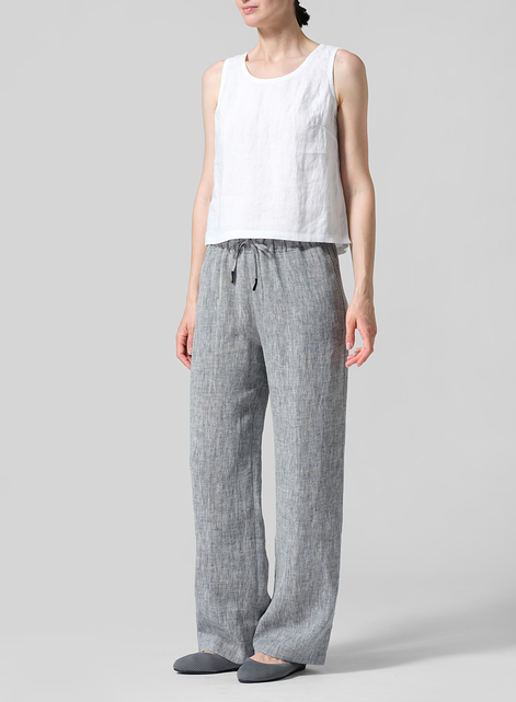 Linen Long Straight Pull-On Pants