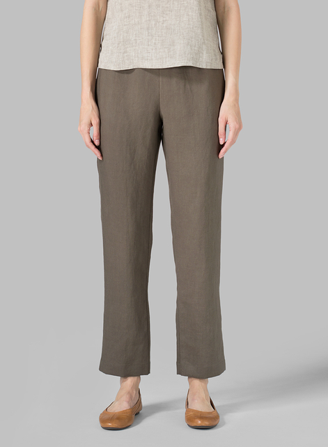 Linen Narrow Ankle Length Cropped Pants