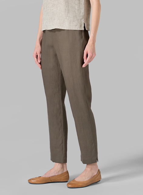 Linen Narrow Ankle Length Cropped Pants