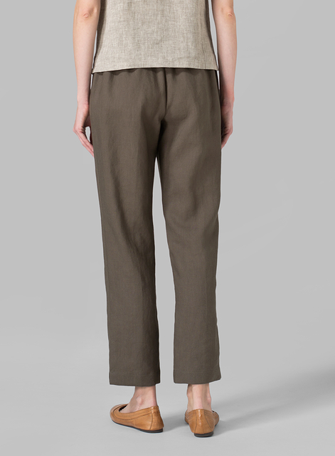 Linen Narrow Ankle Length Cropped Pants