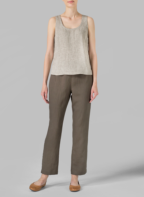 Linen Narrow Ankle Length Cropped Pants