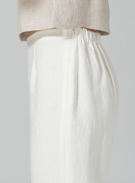 Linen Narrow Ankle Length Cropped Pants