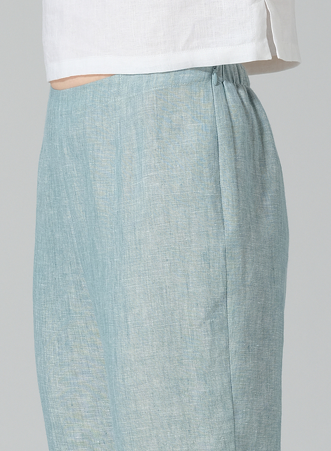 Linen Narrow Ankle Length Cropped Pants