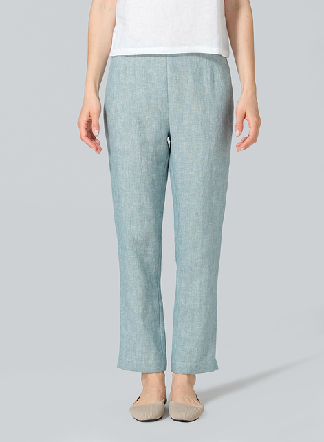 Linen Narrow Ankle Length Cropped Pants