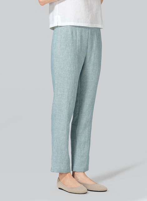 Linen Narrow Ankle Length Cropped Pants