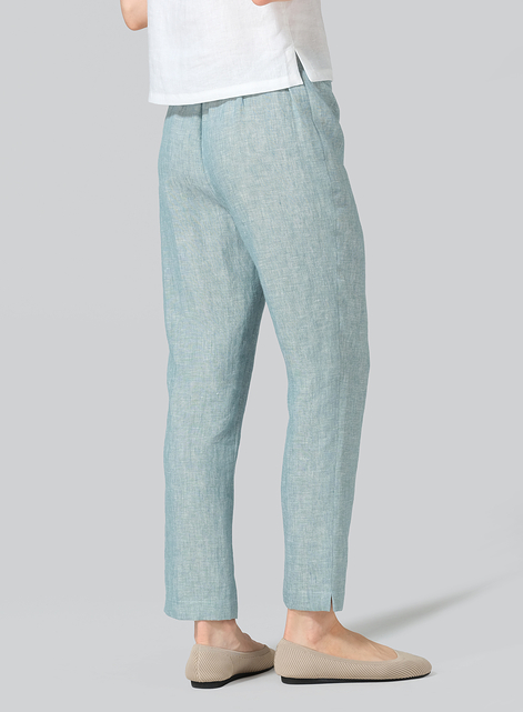 Linen Narrow Ankle Length Cropped Pants