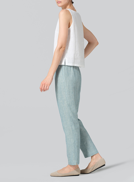 Linen Narrow Ankle Length Cropped Pants