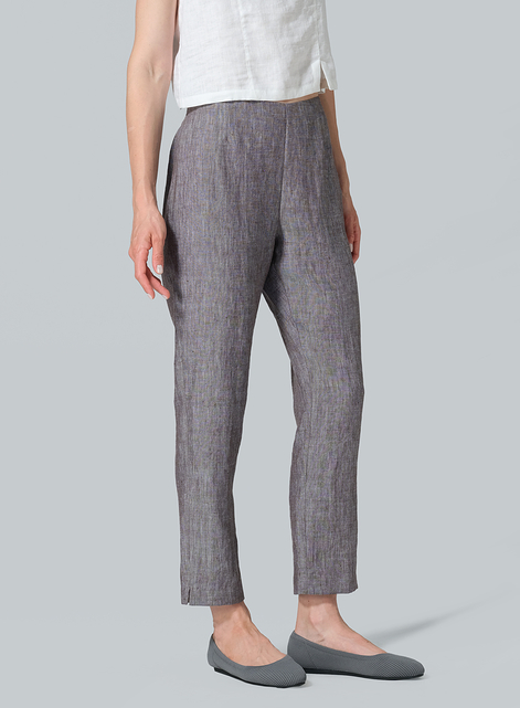 Linen Narrow Ankle Length Cropped Pants