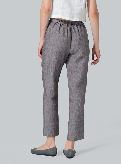 Linen Narrow Ankle Length Cropped Pants