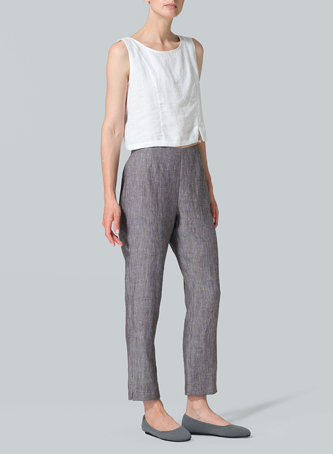 Linen Narrow Ankle Length Cropped Pants