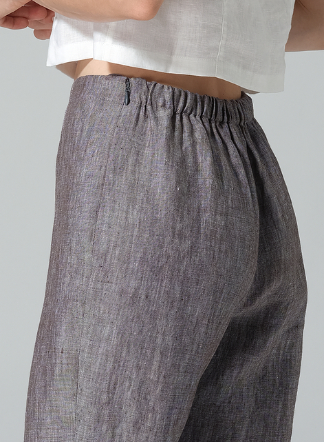 Linen Narrow Ankle Length Cropped Pants