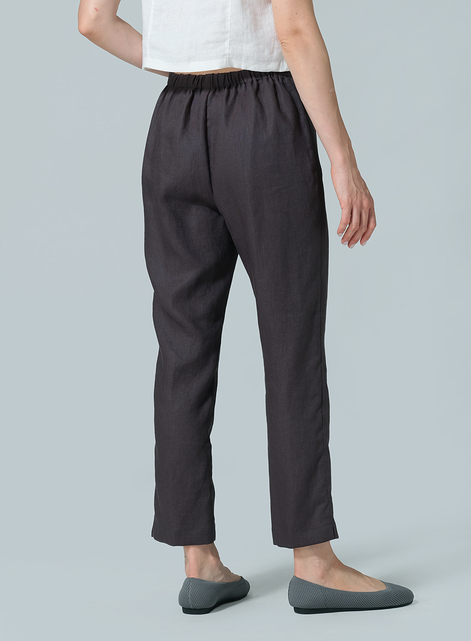 Linen Narrow Ankle Length Cropped Pants