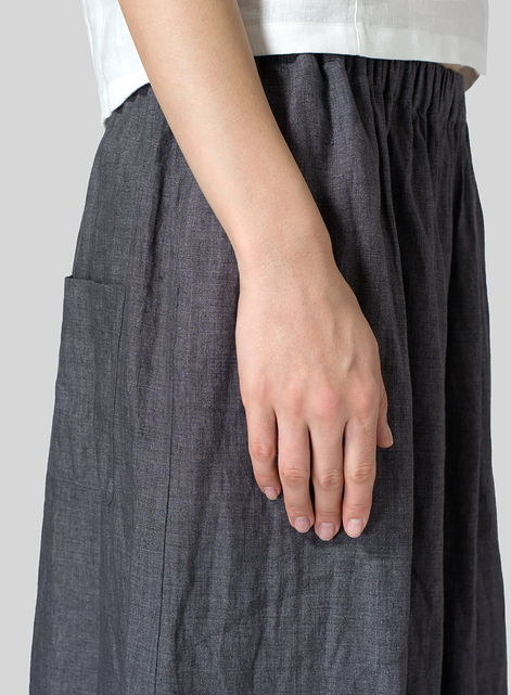 Linen Low Rise Wide Leg Pants