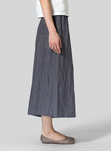 Linen Low Rise Wide Leg Pants