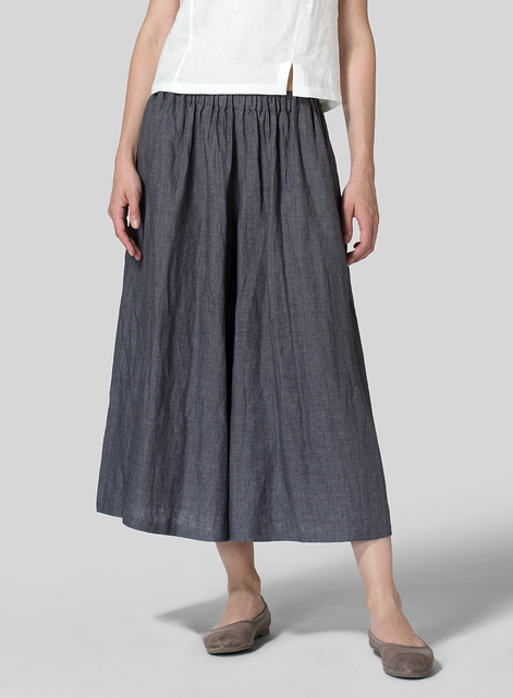 Linen Low Rise Wide Leg Pants