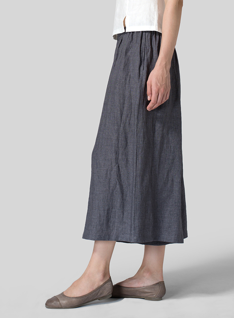 Linen Low Rise Wide Leg Pants