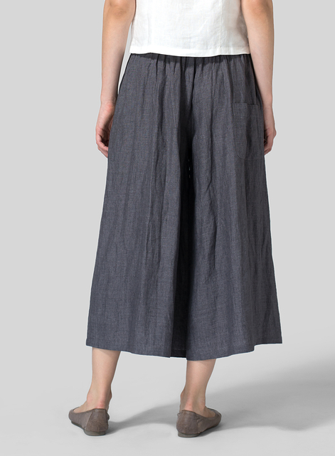 Linen Low Rise Wide Leg Pants