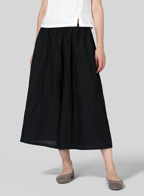 Linen Low Rise Wide Leg Pants