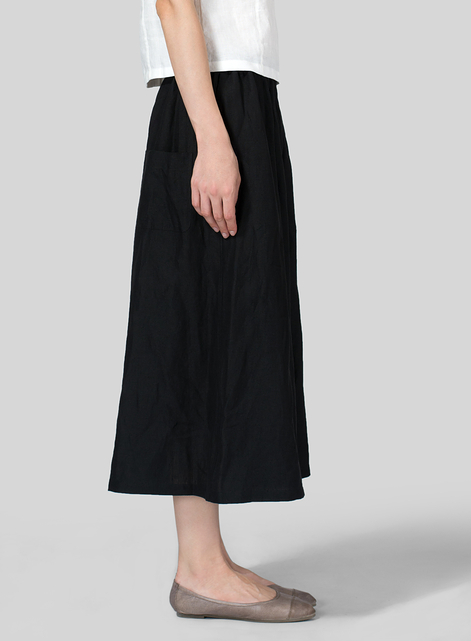 Linen Low Rise Wide Leg Pants