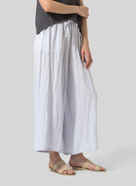 Linen Full Elastic Wide Leg Culottes