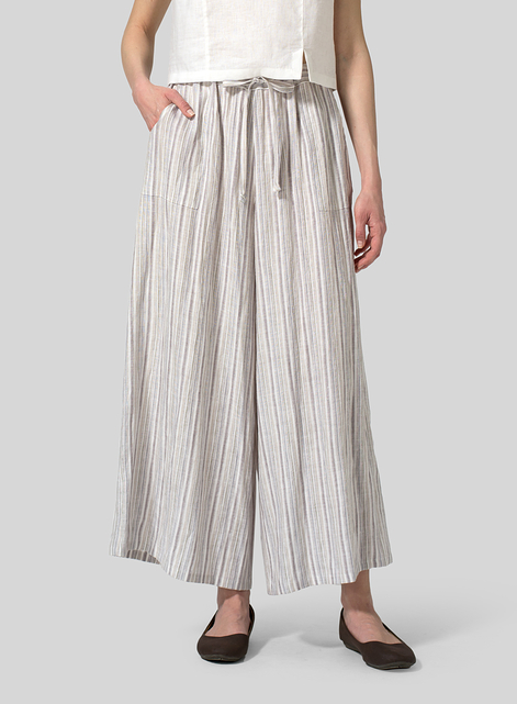 Linen Full Elastic Wide Leg Culottes