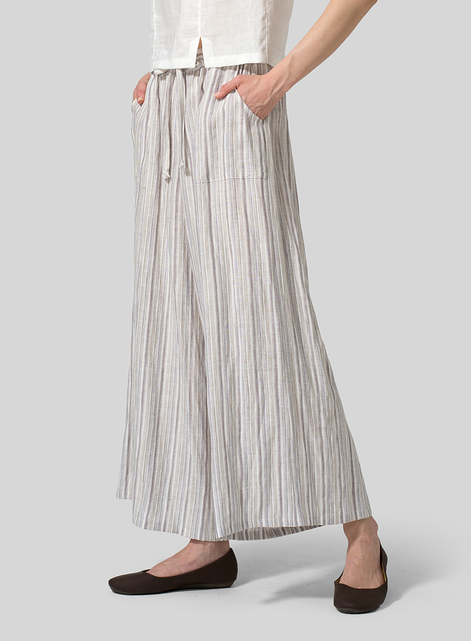 Linen Full Elastic Wide Leg Culottes