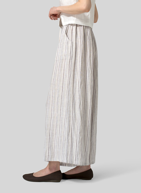 Linen Full Elastic Wide Leg Culottes