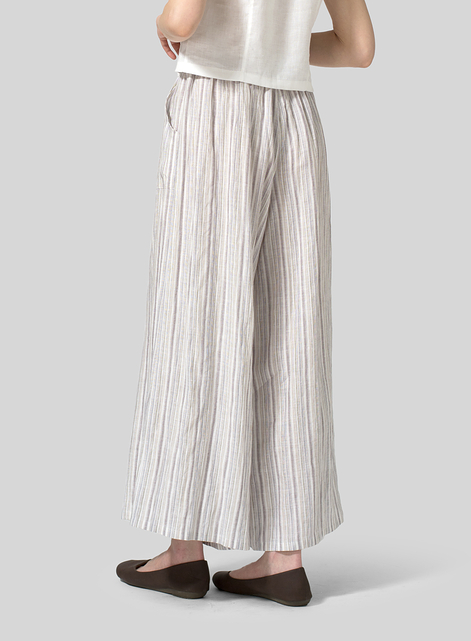 Linen Full Elastic Wide Leg Culottes