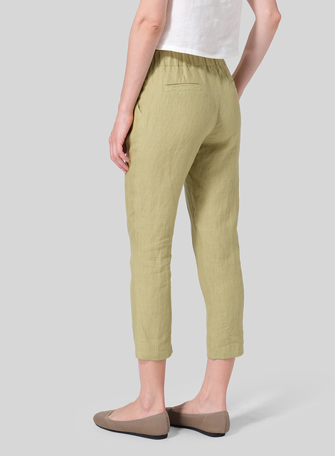Linen Low Rise Narrow-Leg Cropped Pants