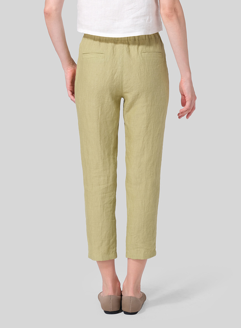 Linen Low Rise Narrow-Leg Cropped Pants